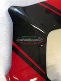 Tête de fourche en carbone rouge brillant de la marque Carbonvani pour Ducati Panigale V4