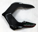Tête de fourche en carbone noir brillant de la marque Carbonvani pour Ducati Panigale V4