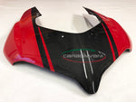 Tête de fourche en carbone rouge brillant de la marque Carbonvani pour Ducati Panigale V4